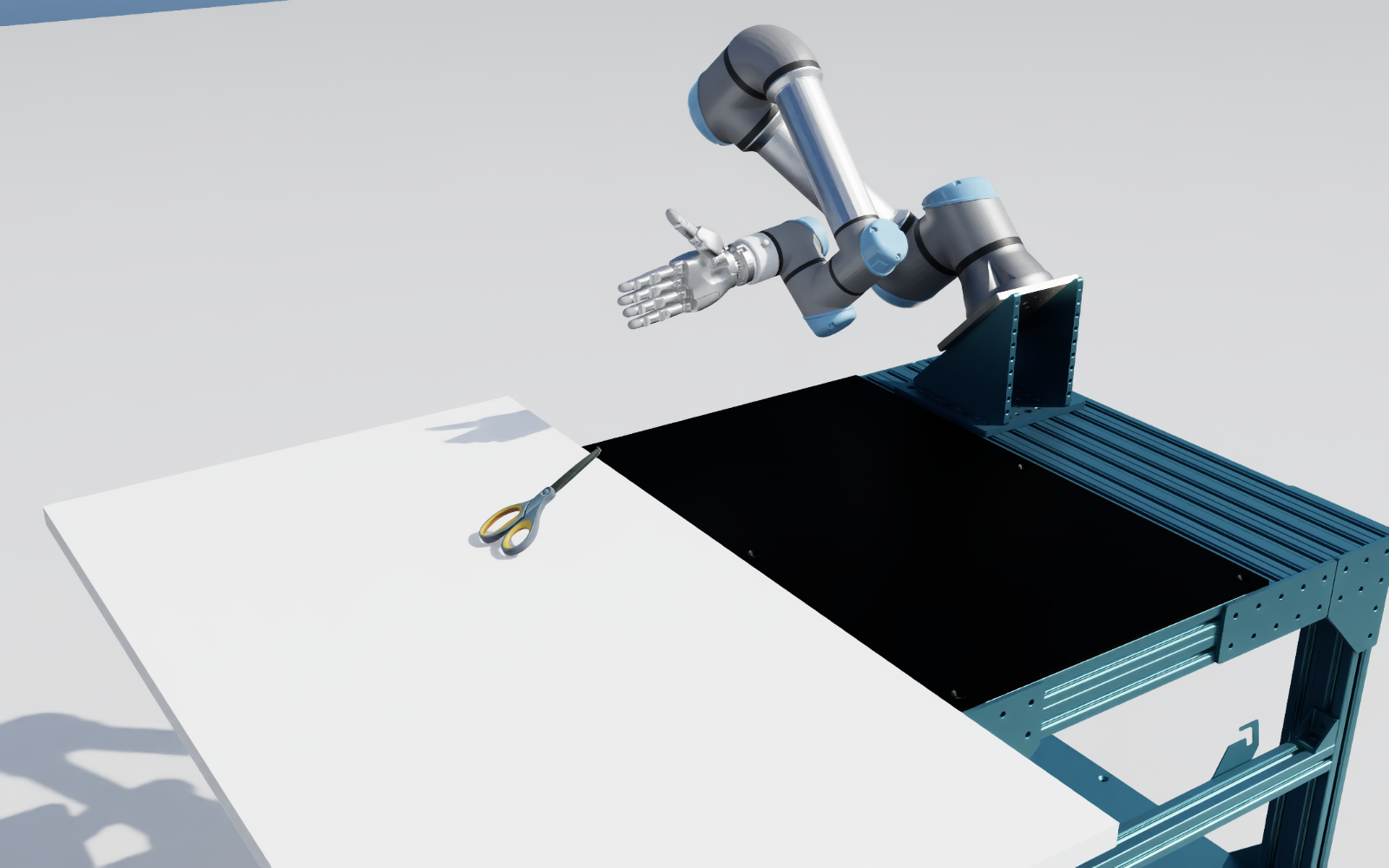 Robot in its ordinary home configuration, with the object at the start
