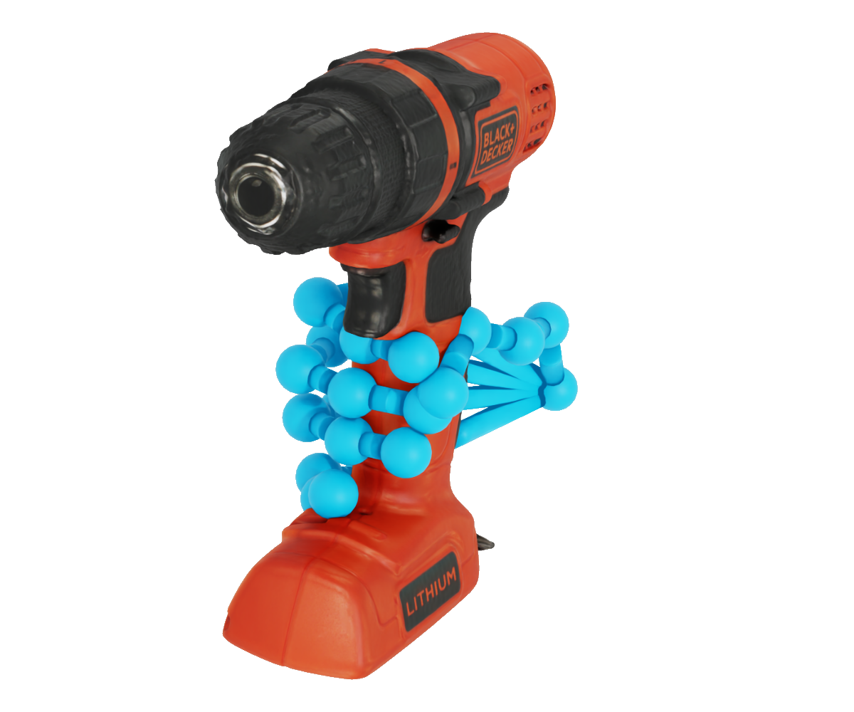 Human hand pose holding a power drill